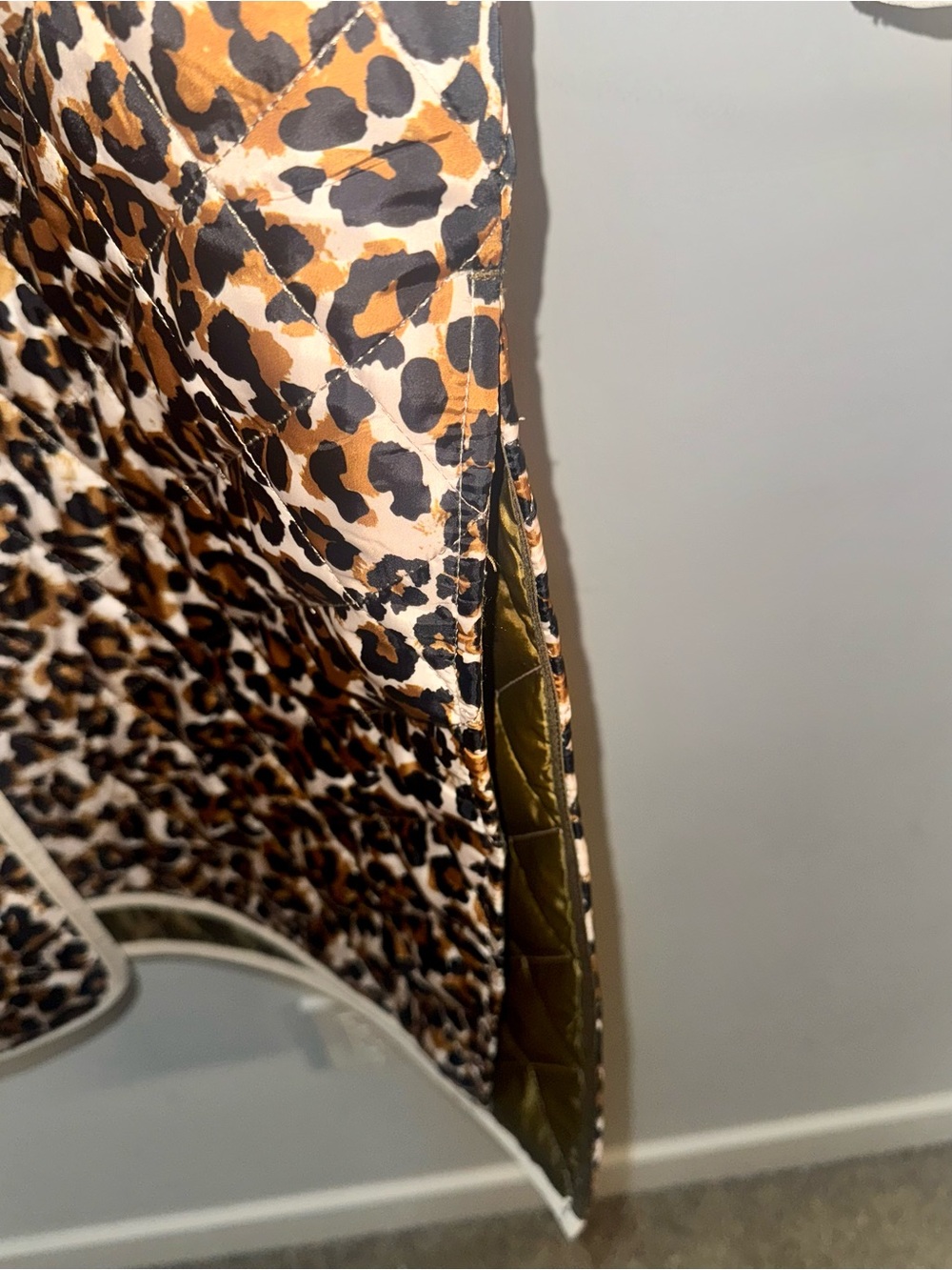 Leopard Print Quilted Robe Coat - Brown - Picture 4 of 7